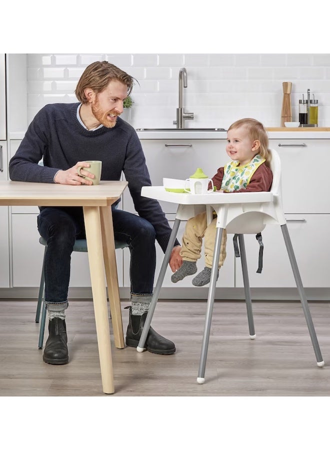 Junior High Chair with Tray - White