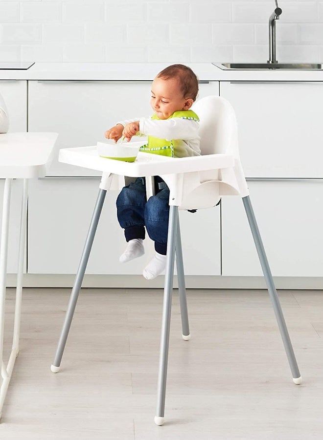 Junior High Chair with Tray - White