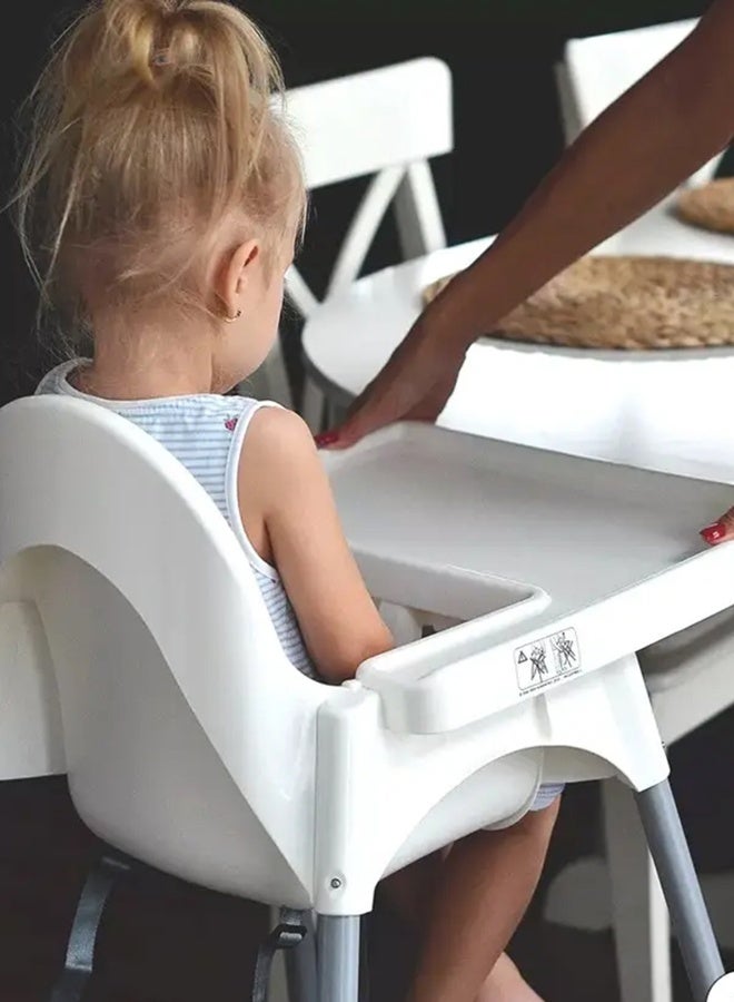 Junior High Chair with Tray - White