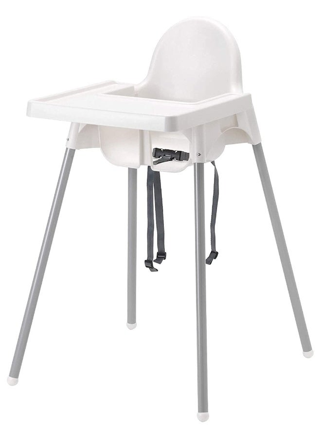 Junior High Chair with Tray - White