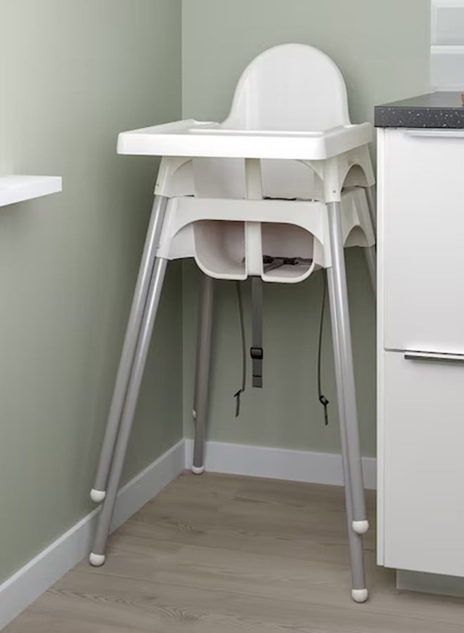 Junior High Chair with Tray - White