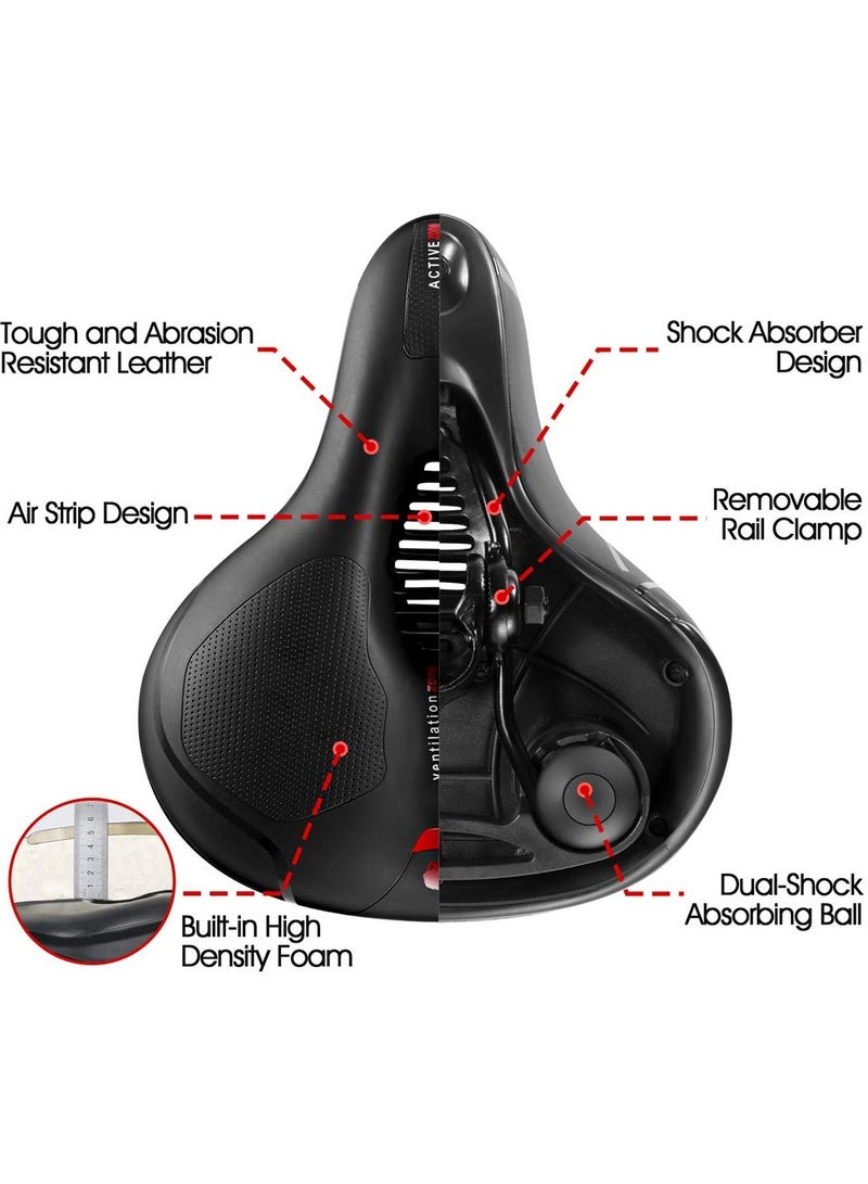 Bicycle Saddle, Comfortable Bike Seat Cushion with Dual Shock Absorbing Balls & Memory Foam Soft & Comfortable & Breathable Bike Saddle for MTB/Road Bikes