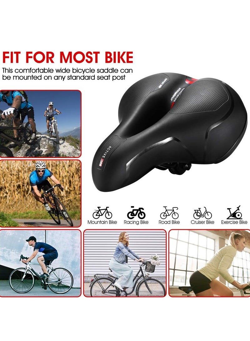 Bicycle Saddle, Comfortable Bike Seat Cushion with Dual Shock Absorbing Balls & Memory Foam Soft & Comfortable & Breathable Bike Saddle for MTB/Road Bikes