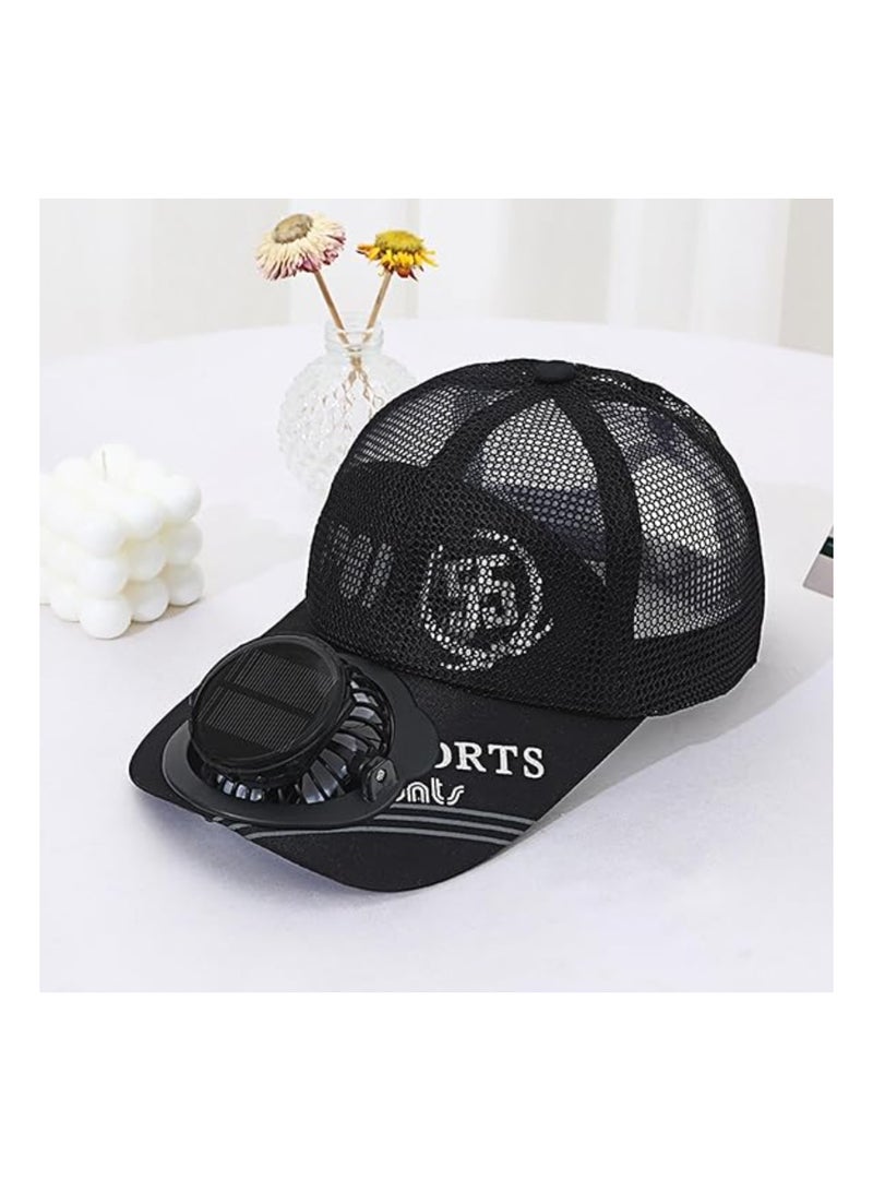 Solar-Powered Fan Hat, Adjustable Sun Visor Baseball Cap with USB Charging, Wide Brim Beach Hat with Upgraded Fan Speeds for Ultimate Sun Protection.