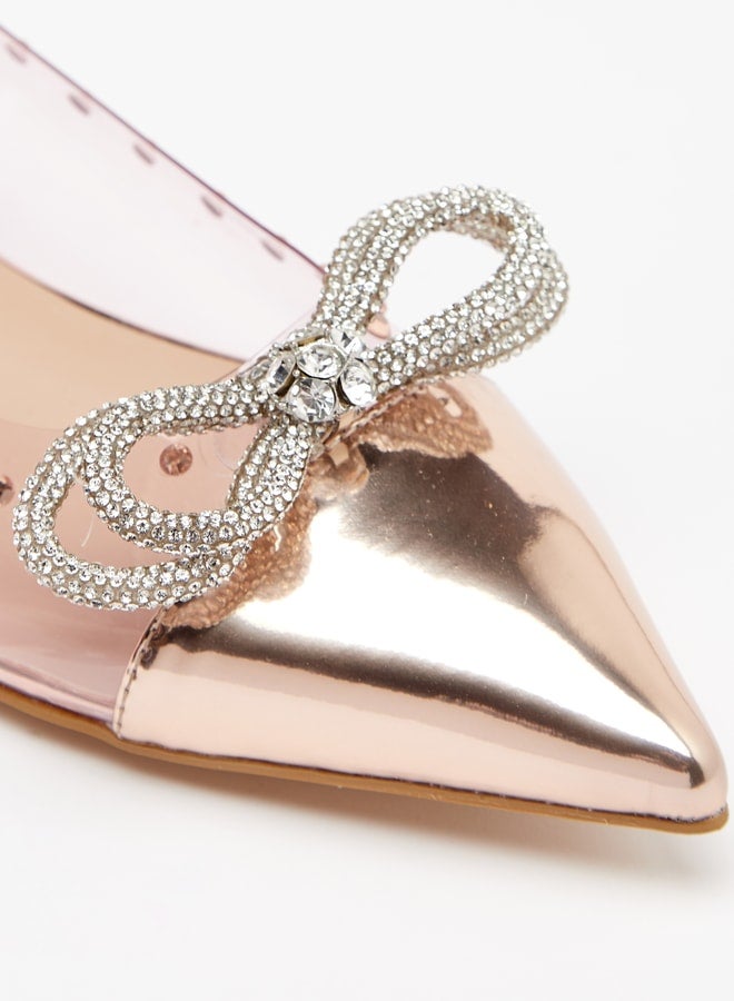 Women's Bow Embellished Slip-On Pointed Toe Ballerina Shoes