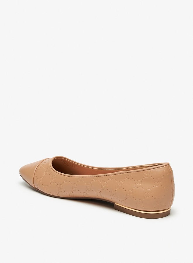 Women's Textured Slip-On Square Toe Ballerinas Shoes