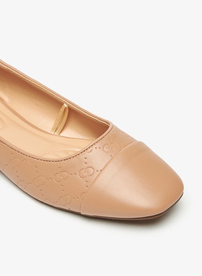 Women's Textured Slip-On Square Toe Ballerinas Shoes