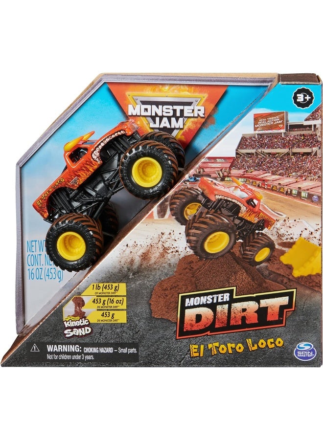 Monster Jam, El Toro Loco Monster Dirt 453g Playset with Official 1:64 Scale Die-Cast Monster Truck, Kids’ Toys for Ages 3 and up