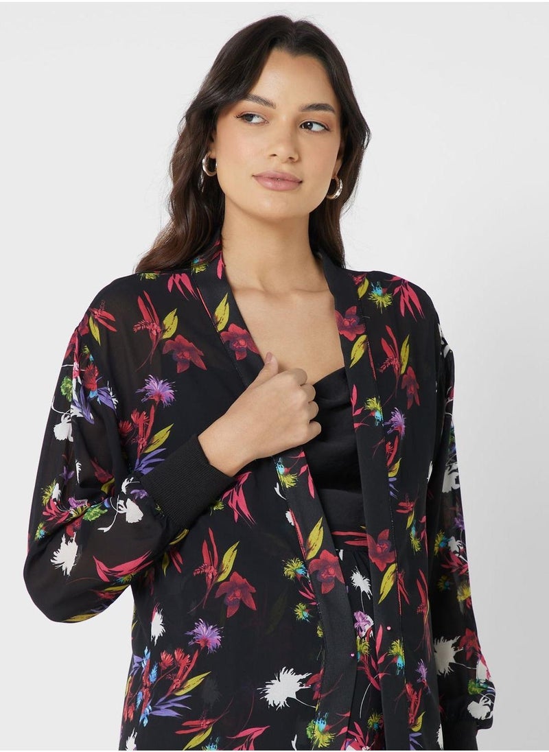 Floral Print Kimono