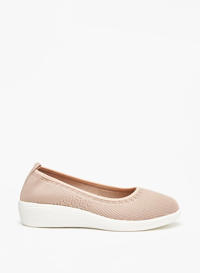 Women Textured Slip-On Shoes with Wedge Heel