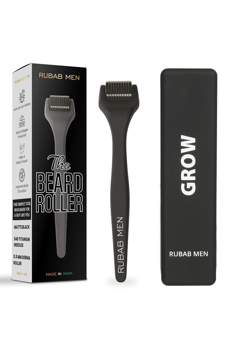 Rubab Men Premium Beard Derma Roller for Hair Growth| 0.5mm 540 Titanium Alloy Needles Activates Follicles| No Patchy Beard with Hair Growth Activator Derma Roller