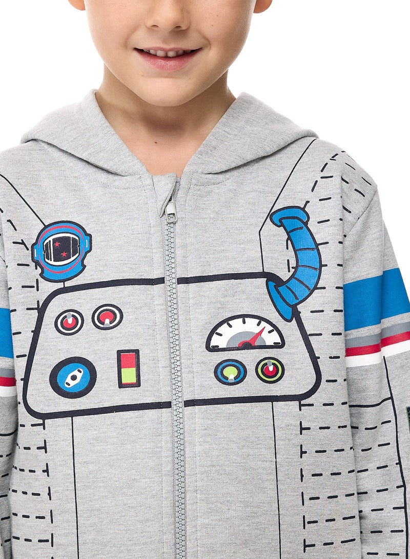 Boys 2-Piece Fullzipper Hoody and Jogger Set  (2-5yrs) Grey Mil - Navy