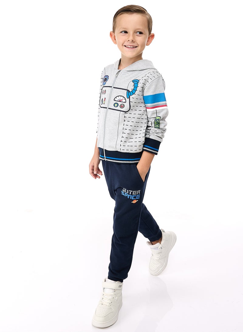 Boys 2-Piece Fullzipper Hoody and Jogger Set  (2-5yrs) Grey Mil - Navy