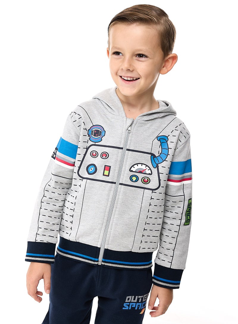 Boys 2-Piece Fullzipper Hoody and Jogger Set  (2-5yrs) Grey Mil - Navy