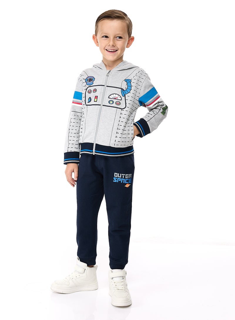Boys 2-Piece Fullzipper Hoody and Jogger Set  (2-5yrs) Grey Mil - Navy