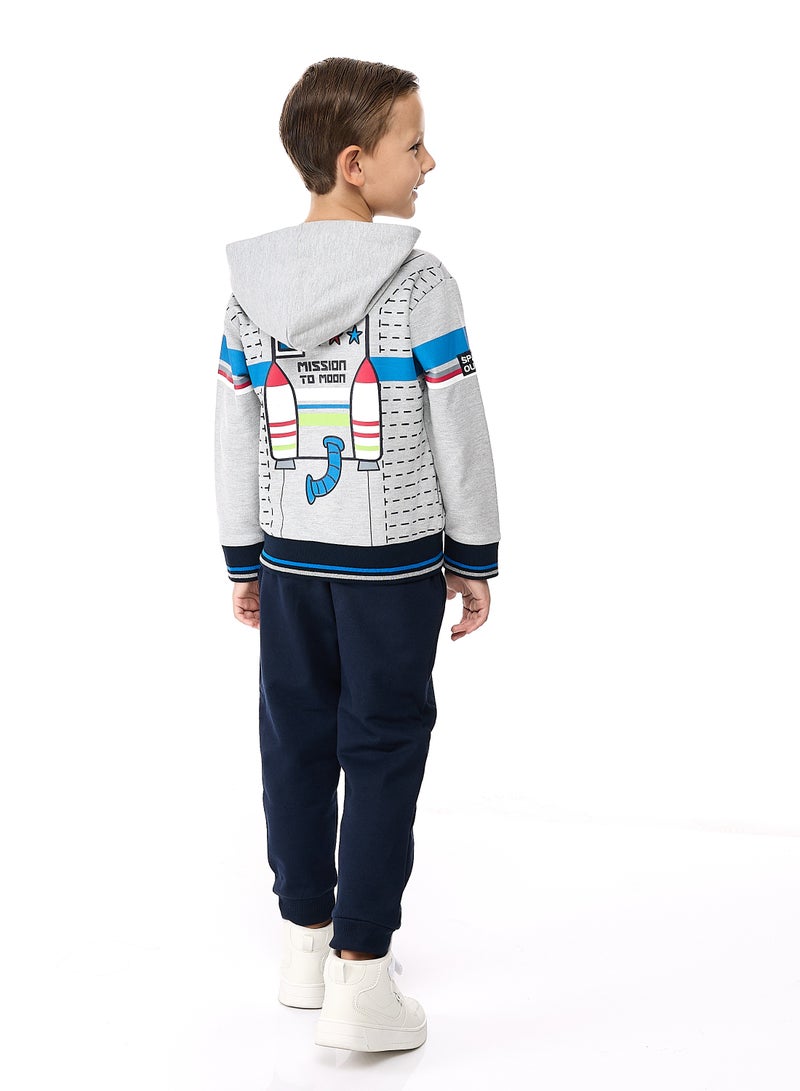 Boys 2-Piece Fullzipper Hoody and Jogger Set  (2-5yrs) Grey Mil - Navy