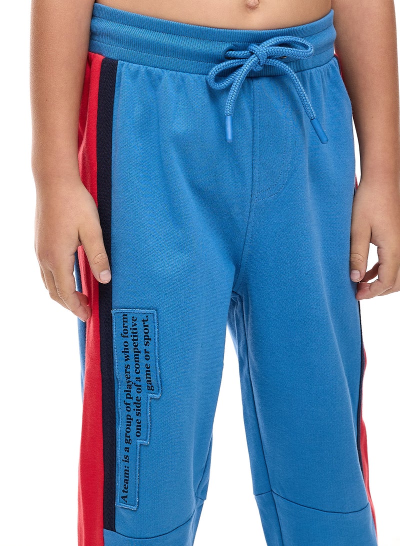 Boys' 2-Piece Sets -Off white Sweatshirt with contast blue sleeves and Blue/Red cut & sew Jogger Set  (2 -8 yrs)