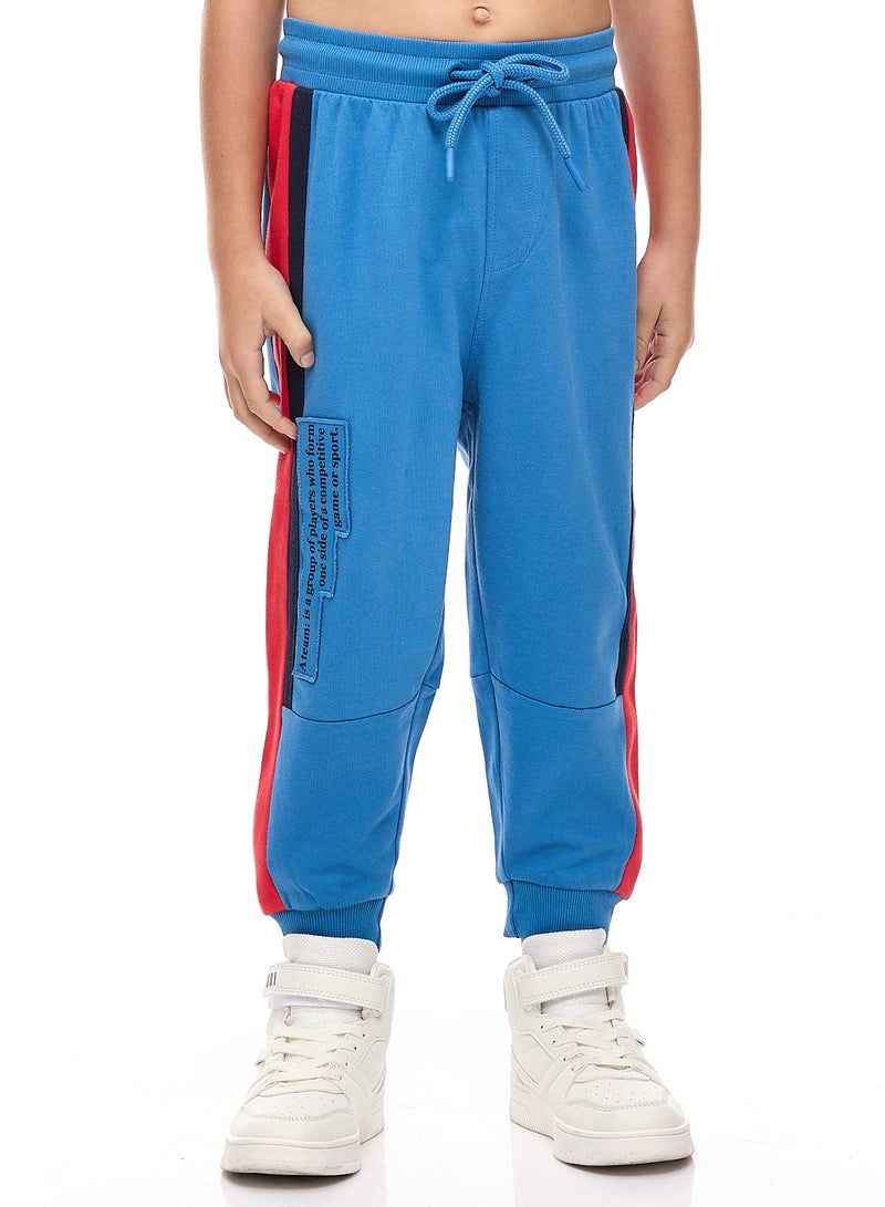 Boys' 2-Piece Sets -Off white Sweatshirt with contast blue sleeves and Blue/Red cut & sew Jogger Set  (2 -8 yrs)