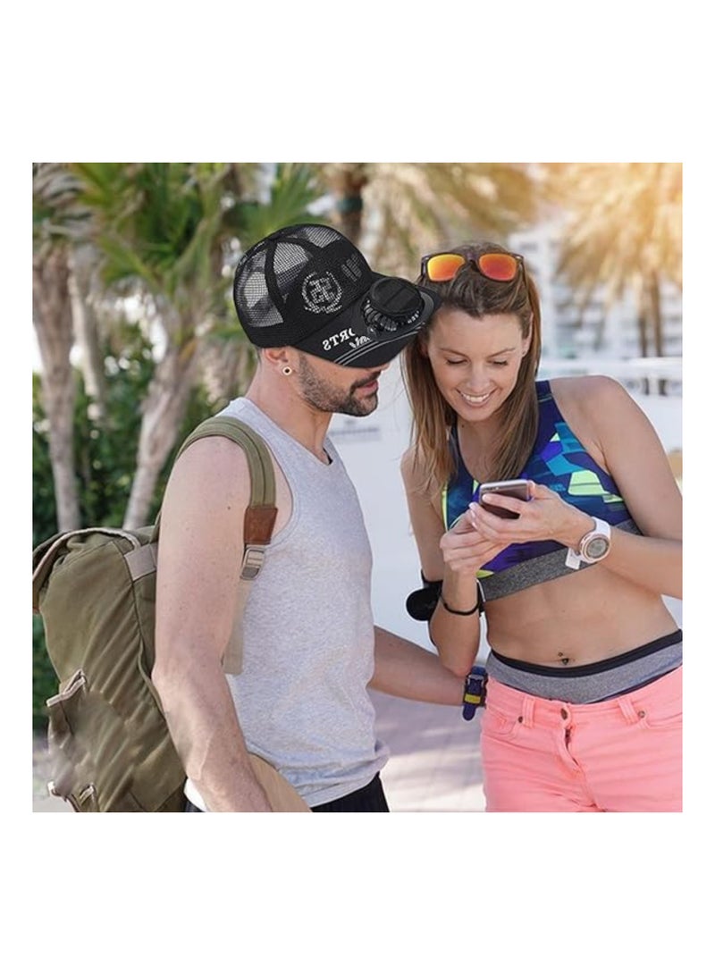 Solar-Powered Fan Hat, Adjustable Sun Visor Baseball Cap with USB Charging, Wide Brim Beach Hat with Upgraded Fan Speeds for Ultimate Sun Protection.