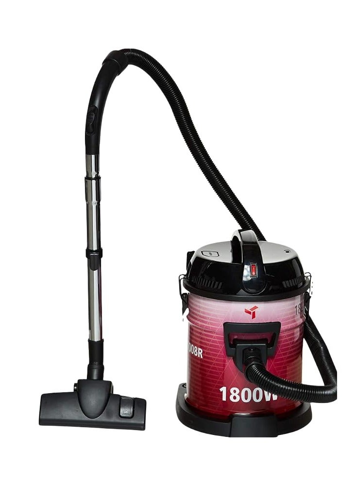 MEBASHI Drum Vacuum Cleaner with 18L Capacity, Blower Function, and Strong Iron Body – Red(DVC1008R)(1800W)