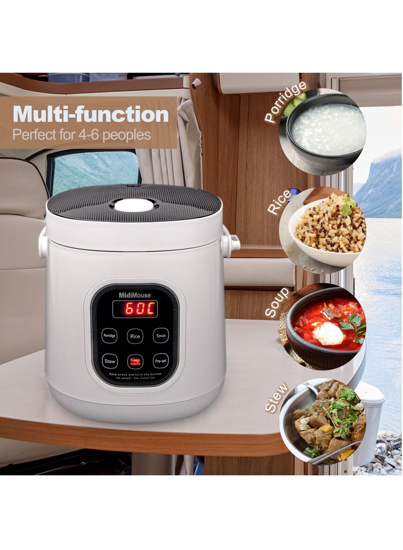 12V 24V Rice Cooker for Car 2L Cooking Food Pot Electric Portable Steamer Fast Fully Automatic High Temperature Protection for  Travel to Make Rice Soup Porridge Cake