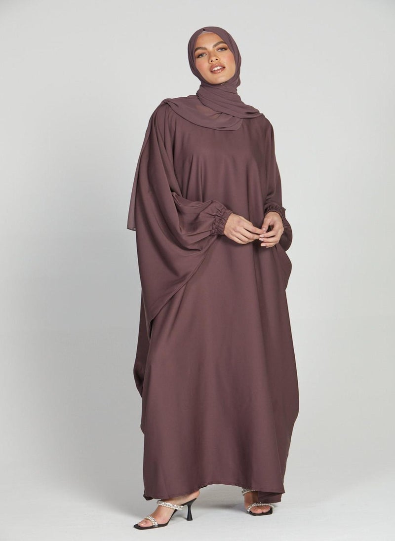 Chic Brown Abaya with matching hijab