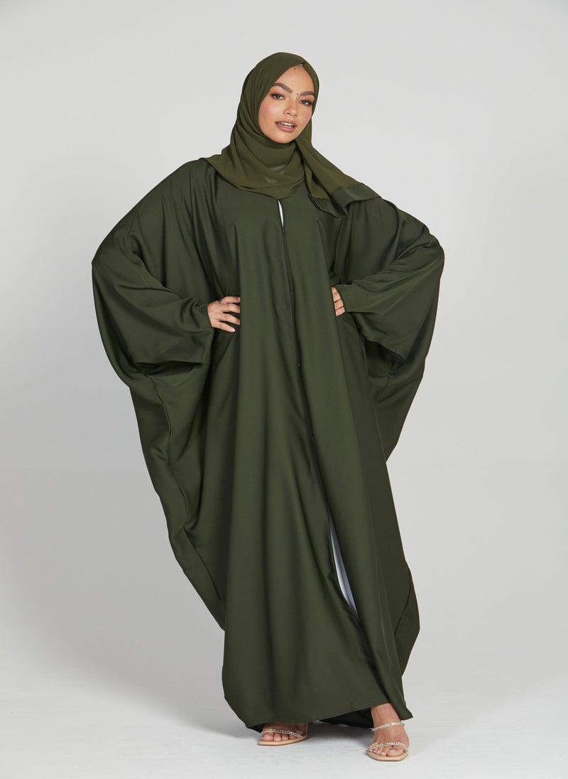 Green Nida Butterfly Abaya with Hijab