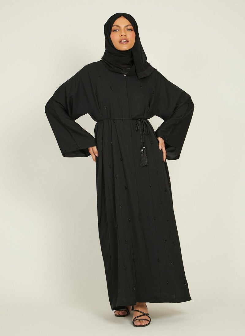 Stunning black abaya with beads work