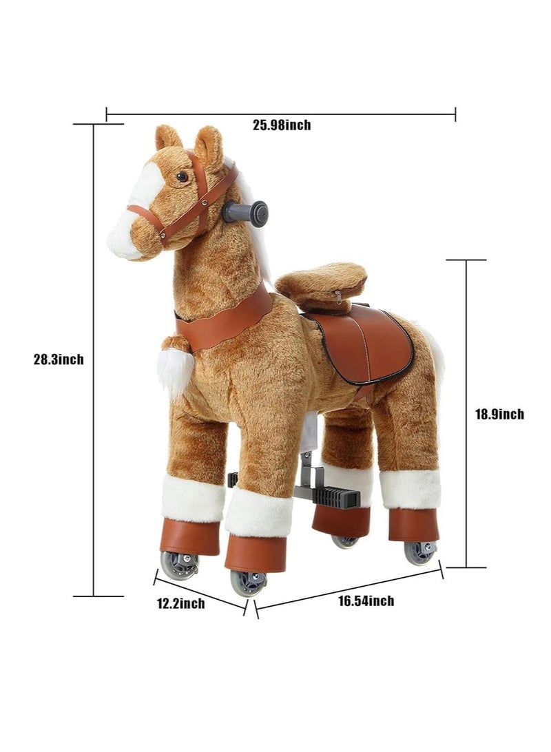 COOLBABY Ride On Horse Mechanical Walking Horse,Horse Ride on Toy,Toddlers Plush Pony Riding Horse,Size for Kids Ages 3-6 Years,Brown