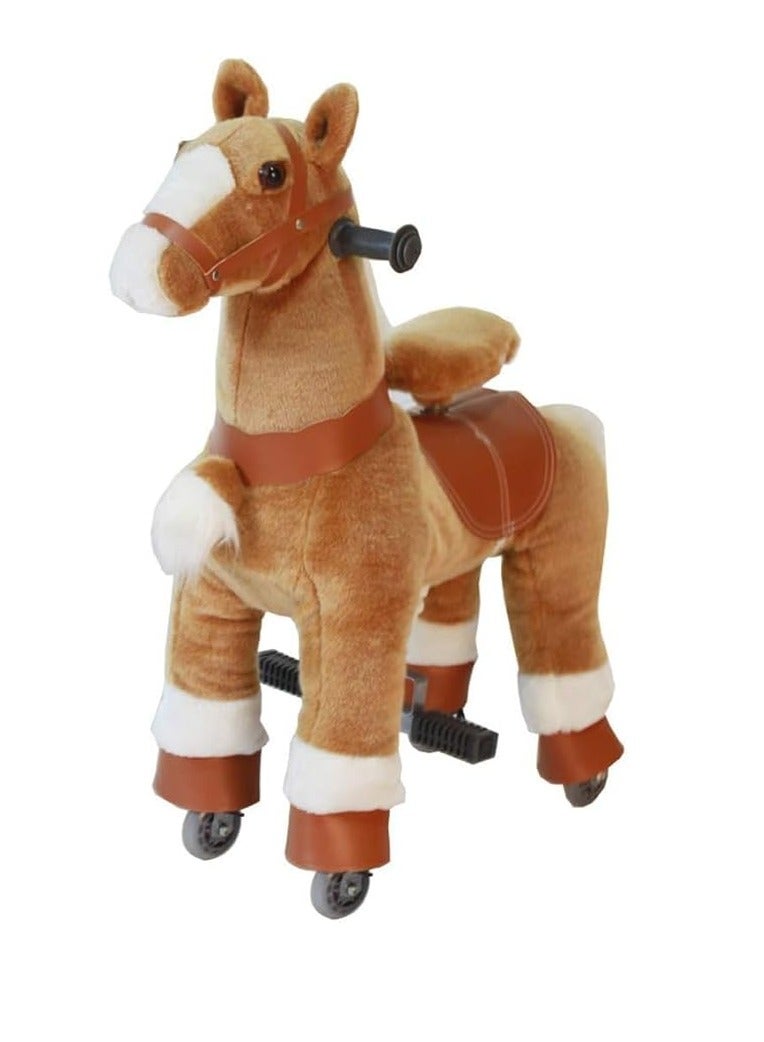 COOLBABY Ride On Horse Mechanical Walking Horse,Horse Ride on Toy,Toddlers Plush Pony Riding Horse,Size for Kids Ages 3-6 Years,Brown