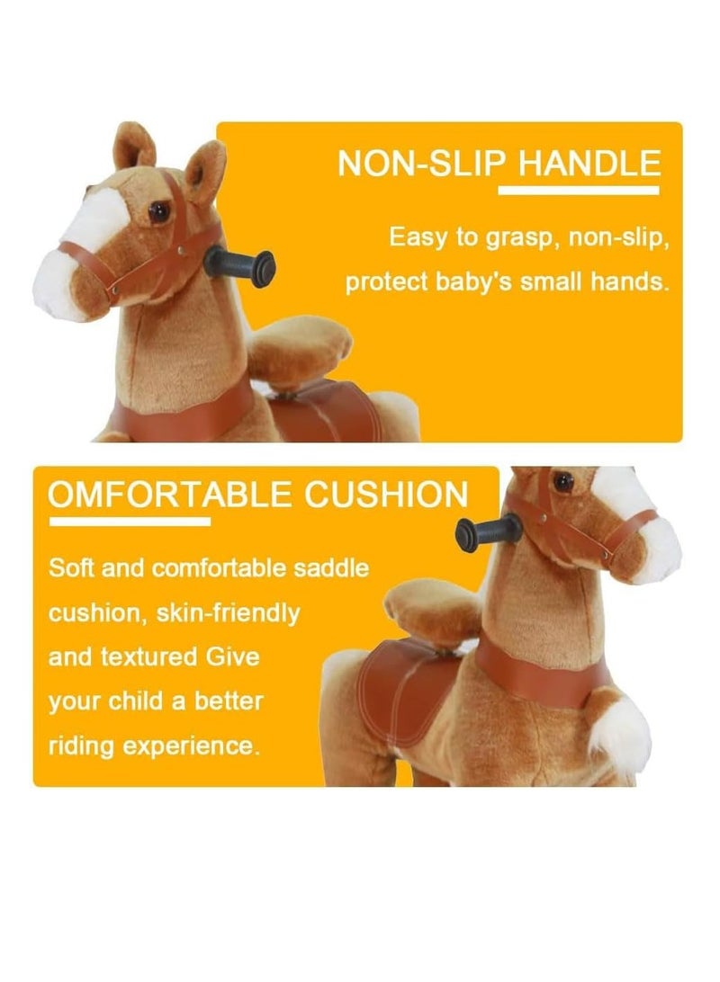 COOLBABY Ride On Horse Mechanical Walking Horse,Horse Ride on Toy,Toddlers Plush Pony Riding Horse,Size for Kids Ages 3-6 Years,Brown