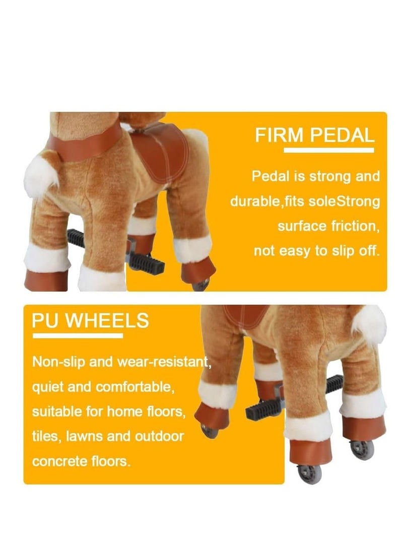 COOLBABY Ride On Horse Mechanical Walking Horse,Horse Ride on Toy,Toddlers Plush Pony Riding Horse,Size for Kids Ages 3-6 Years,Brown