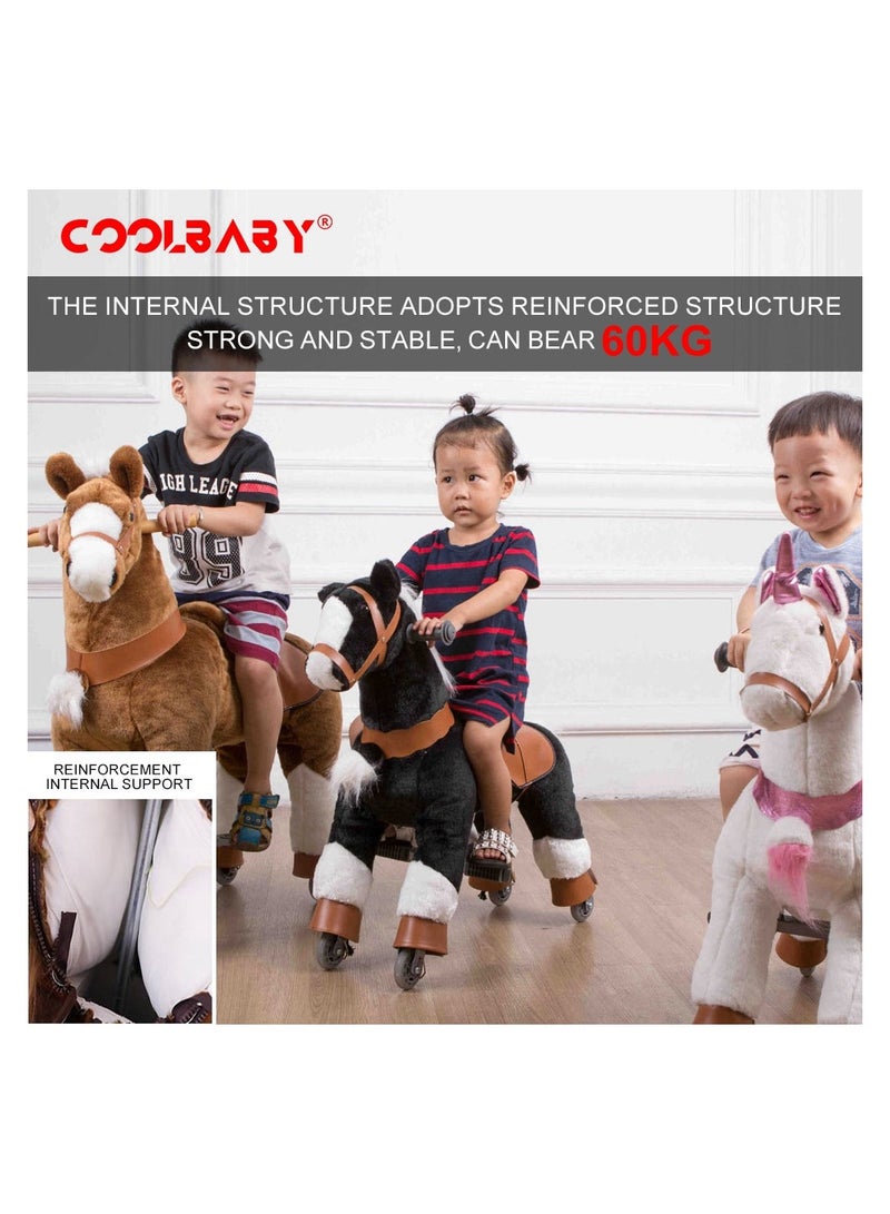 COOLBABY Ride on Horse Toy Riding Horse Plush Animal Toy with Wheels Walking Horse Toy Kids Ride on Toy for 5-12 Years Old