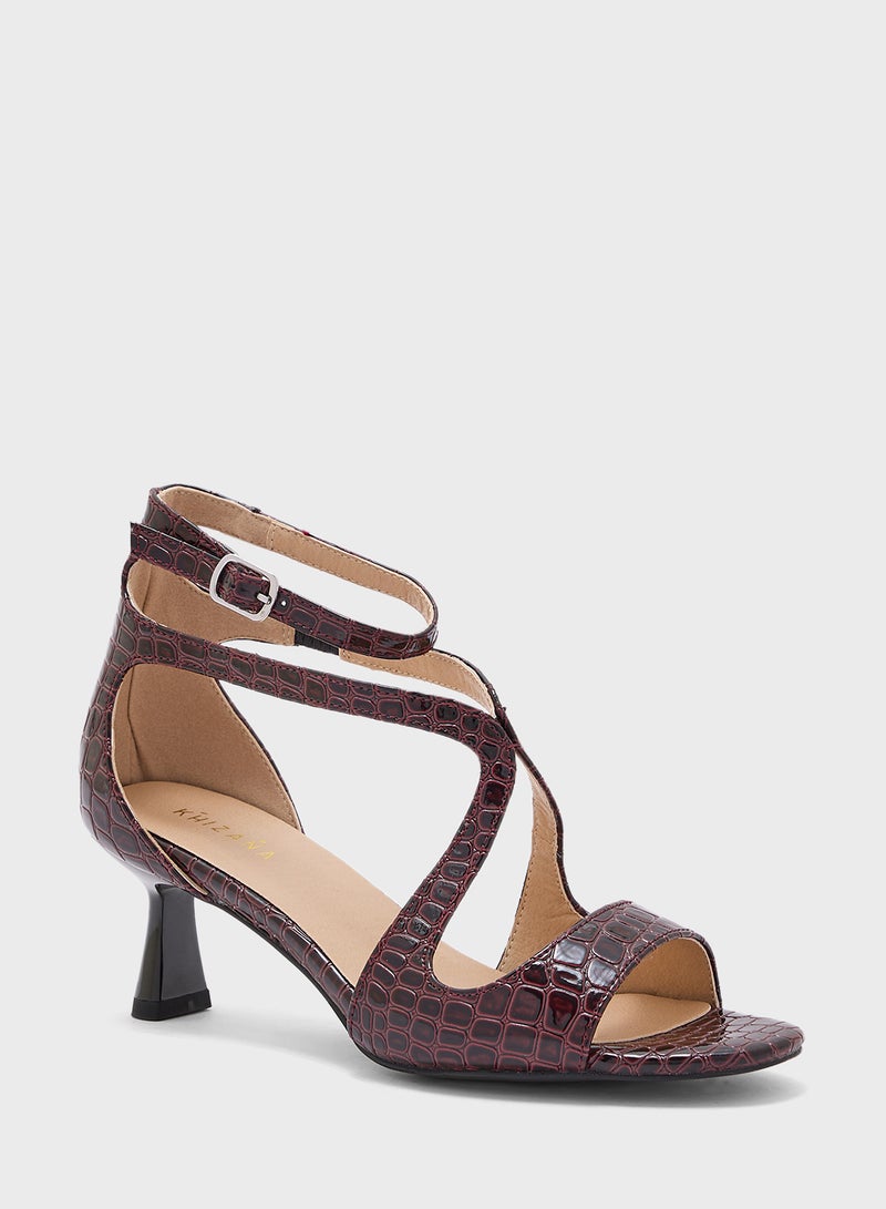 Croc Effect Criss Cross Sandal