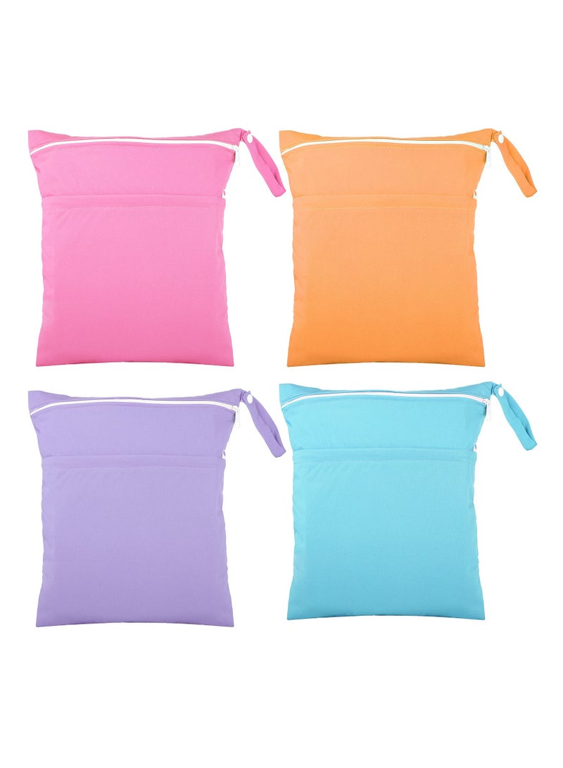 Waterproof Wet Dry Bag for Baby Cloth Diapers - 4 Pcs Reusable Travel Bag for Toddler Swim, Beach & Pool - Washable & Durable