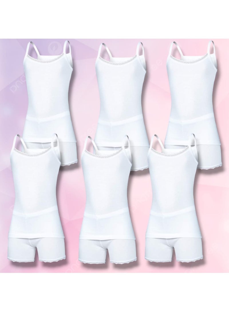 6 sets of camisole underwear and shorts for girls, Syrian cotton