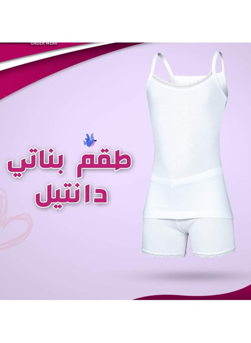 6 sets of camisole underwear and shorts for girls, Syrian cotton