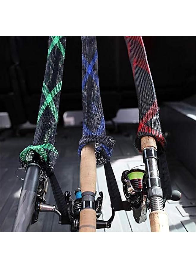 Fishing Rod Socks 67inches/74.8inches Fishing Rod Sleeve - Braided Mesh Rod Cover Protector Pole Gloves for Bait Casting Sea Fishing Rod