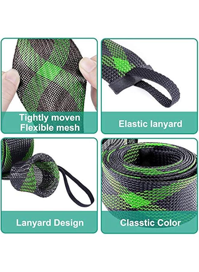 Fishing Rod Socks 67inches/74.8inches Fishing Rod Sleeve - Braided Mesh Rod Cover Protector Pole Gloves for Bait Casting Sea Fishing Rod