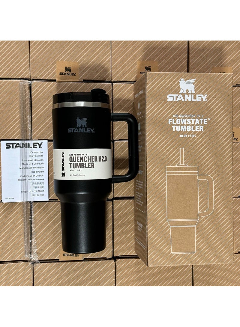 Stanley Quencher H2.0 FlowState Stainless Steel Vacuum Insulated Tumbler with Lid and Straw, Paired with Non-Slip Silicone Cover, Great for Water, Iced Tea or Coffee, Smoothie and More, 40 OZ