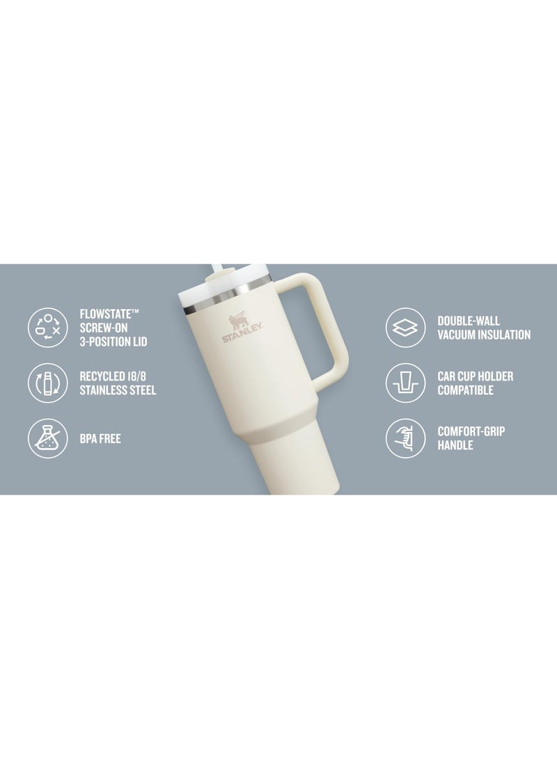 Stanley Quencher H2.0 FlowState Stainless Steel Vacuum Insulated Tumbler with Lid and Straw, Paired with Non-Slip Silicone Cover, Great for Water, Iced Tea or Coffee, Smoothie and More, 40 OZ