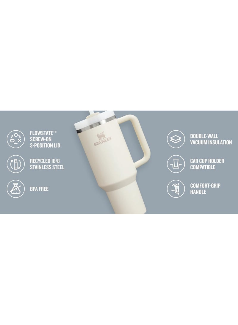Stanley Quencher H2.0 FlowState Stainless Steel Vacuum Insulated Tumbler with Lid and Straw, Paired with Non-Slip Silicone Cover, Great for Water, Iced Tea or Coffee, Smoothie and More, 40 OZ