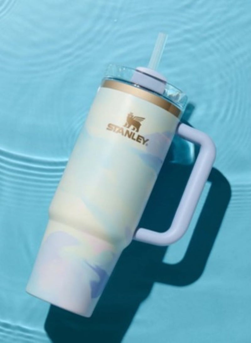 Stanley Quencher H2.0 FlowState Stainless Steel Vacuum Insulated Tumbler with Lid and Straw, Paired with Non-Slip Silicone Cover, Great for Water, Iced Tea or Coffee, Smoothie and More, 40 OZ