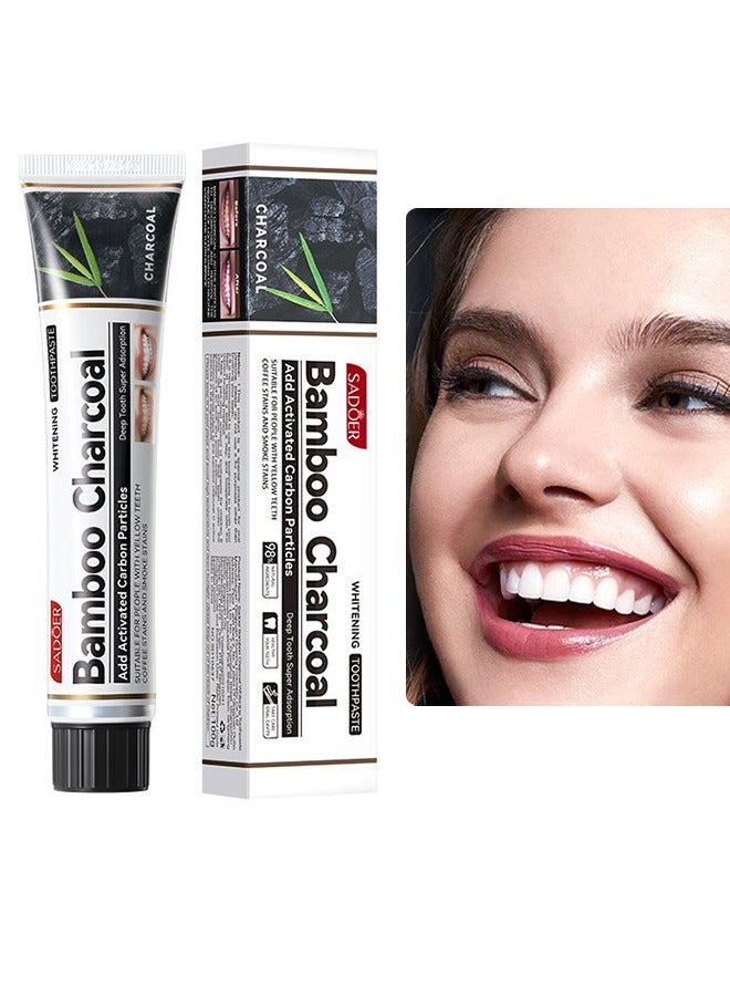 Bamboo Charcoal Toothpaste, Black Toothpaste, Natural Teeth Whitening, Fresh breath Stain Removing Toothpaste 100g