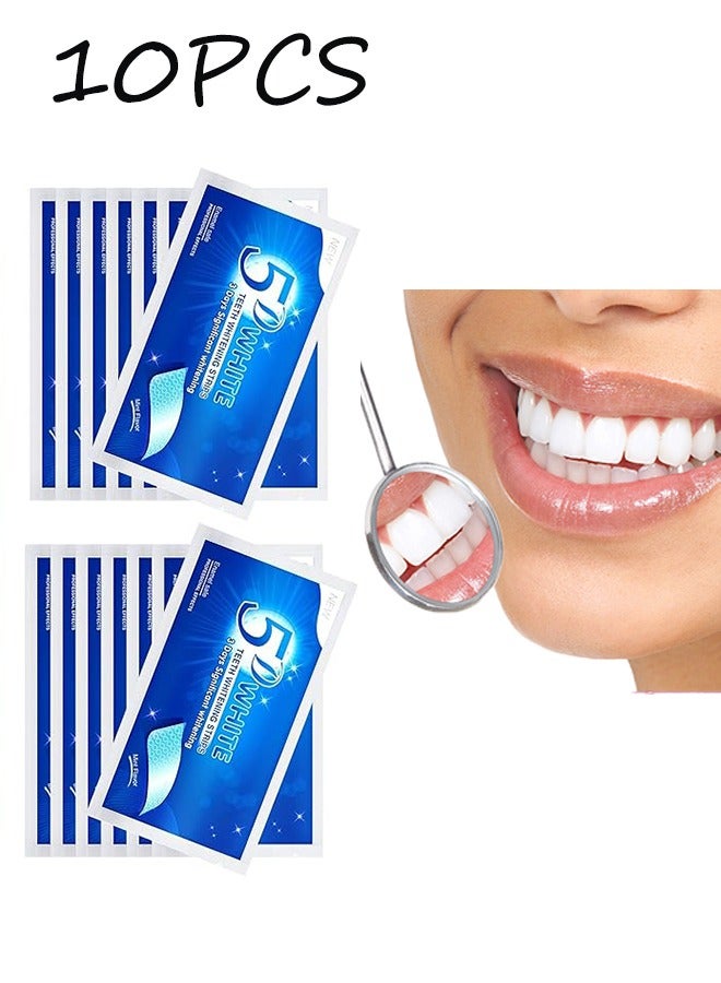 5D Teeth Whitening Strips ,3 Days Significant Whitening,Safe for Enamel,Remove Tough Stains and Easy Application 10PCS