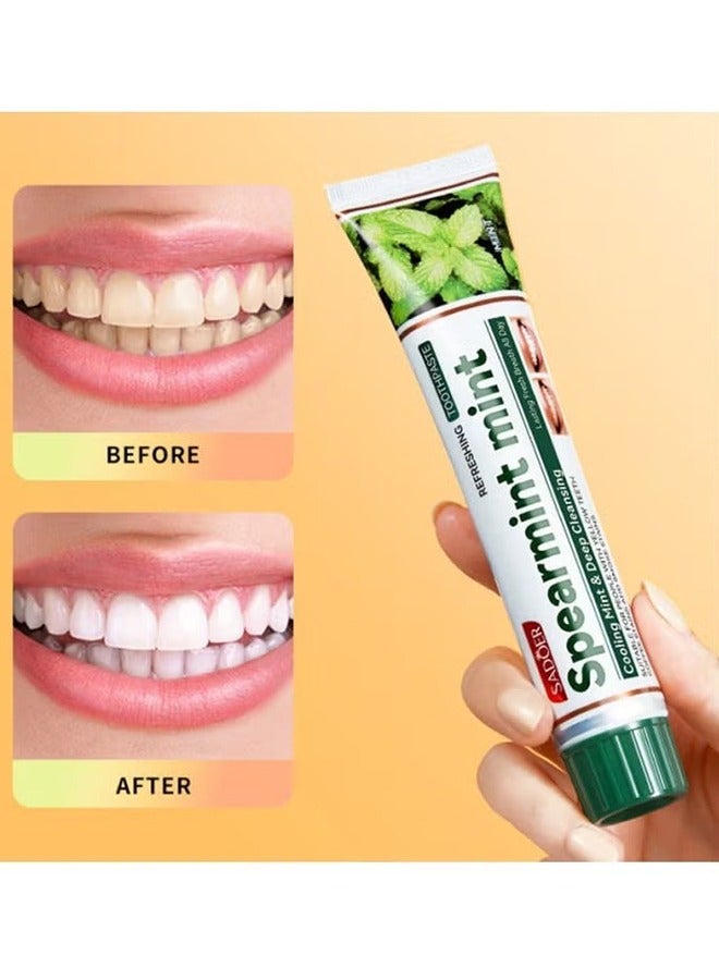 Spearmint mint Toothpaste，Fresh Toothpaste, Whitening Toothpaste , Clean Mint Toothpaste for Bad Breath, Helps Fight Cavities, Whitens Teeth, and Freshens Breath 100g