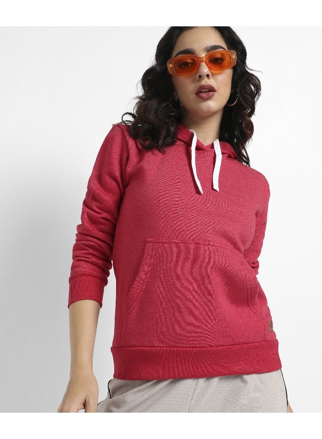 Women's Red Pullover Hoodie With Kangaroo Pockets