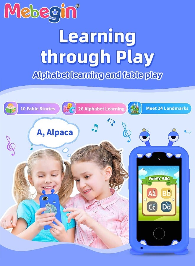 2.8 Inch Kids Educational Smartphone with 8GB SD Card Lanyard, Multi-functional Toddler Phone, with Dual Camera, Game, Music Player, Travel Toy Preschool Learning Toy for Kids Birthday Gift Aged 3+