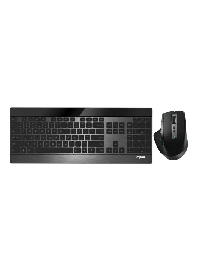 9900M Multi Mode Wireless Keyboard and Mouse Rechargeable Combo (Bluetooth 3.0/4.0/2.4G), Connect Up to 4 Devices Black