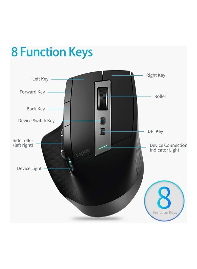 9900M Multi Mode Wireless Keyboard and Mouse Rechargeable Combo (Bluetooth 3.0/4.0/2.4G), Connect Up to 4 Devices Black